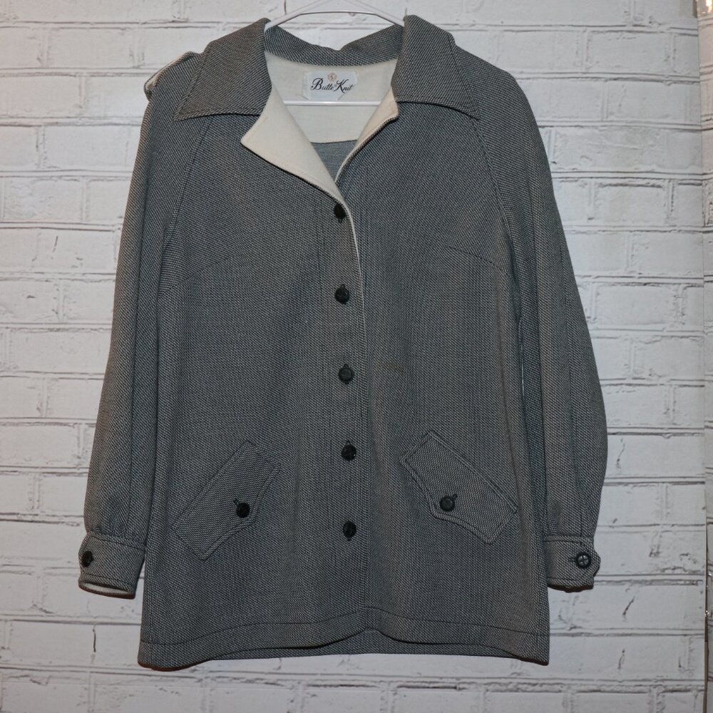 🖤 Butte Knit Checkered Button‑Down Jacket · Approx. Size S/M